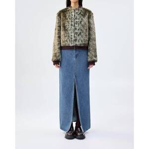 NEW UNREAL FUR foliage jacket in green leopard